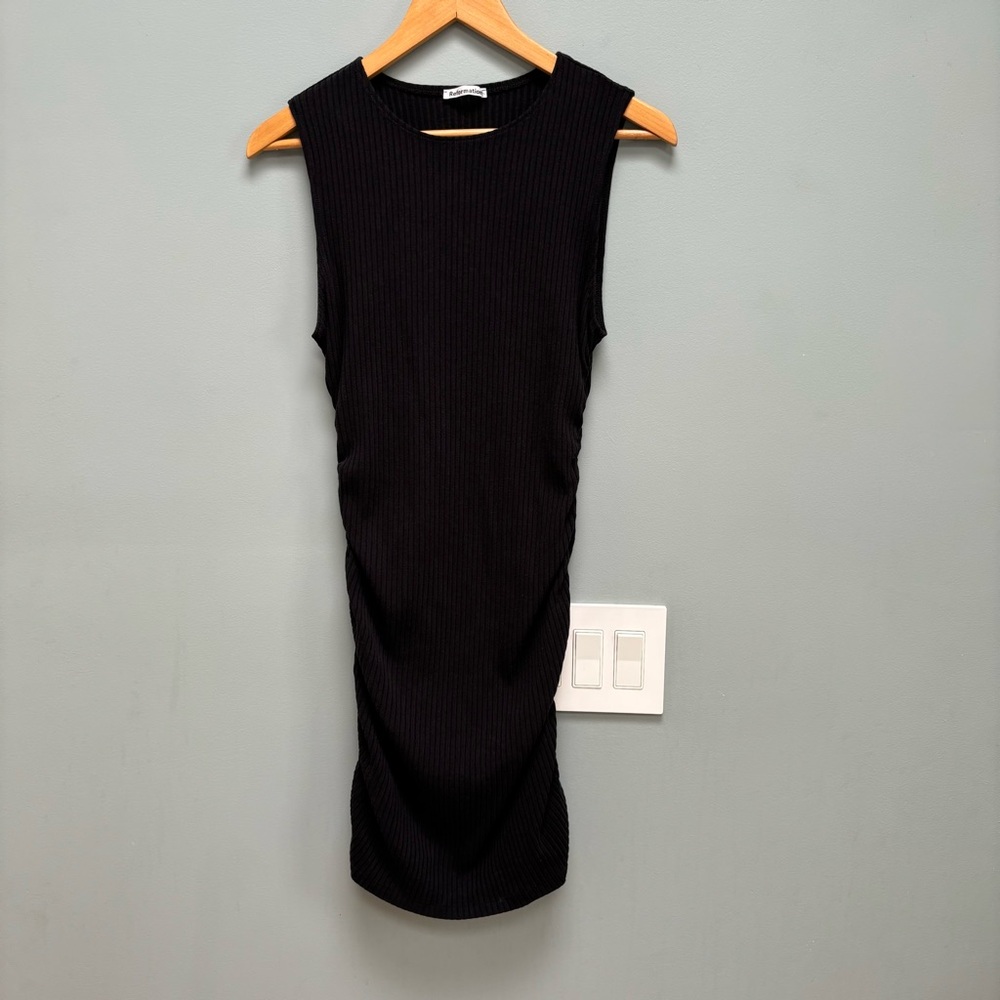 Reformation Maly Dress Ribbed Knit Ruched Sides Mini L